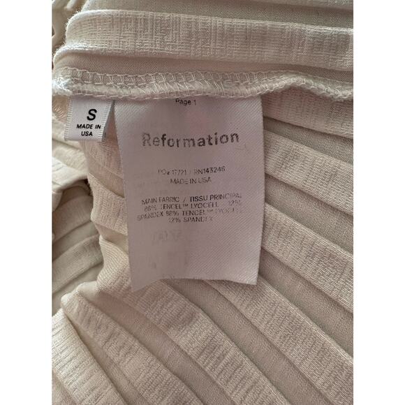 Reformation Vittoria Mini Dress Small Cream Ribbed Bodycon Collared Long Sleeve - Picture 11 of 11